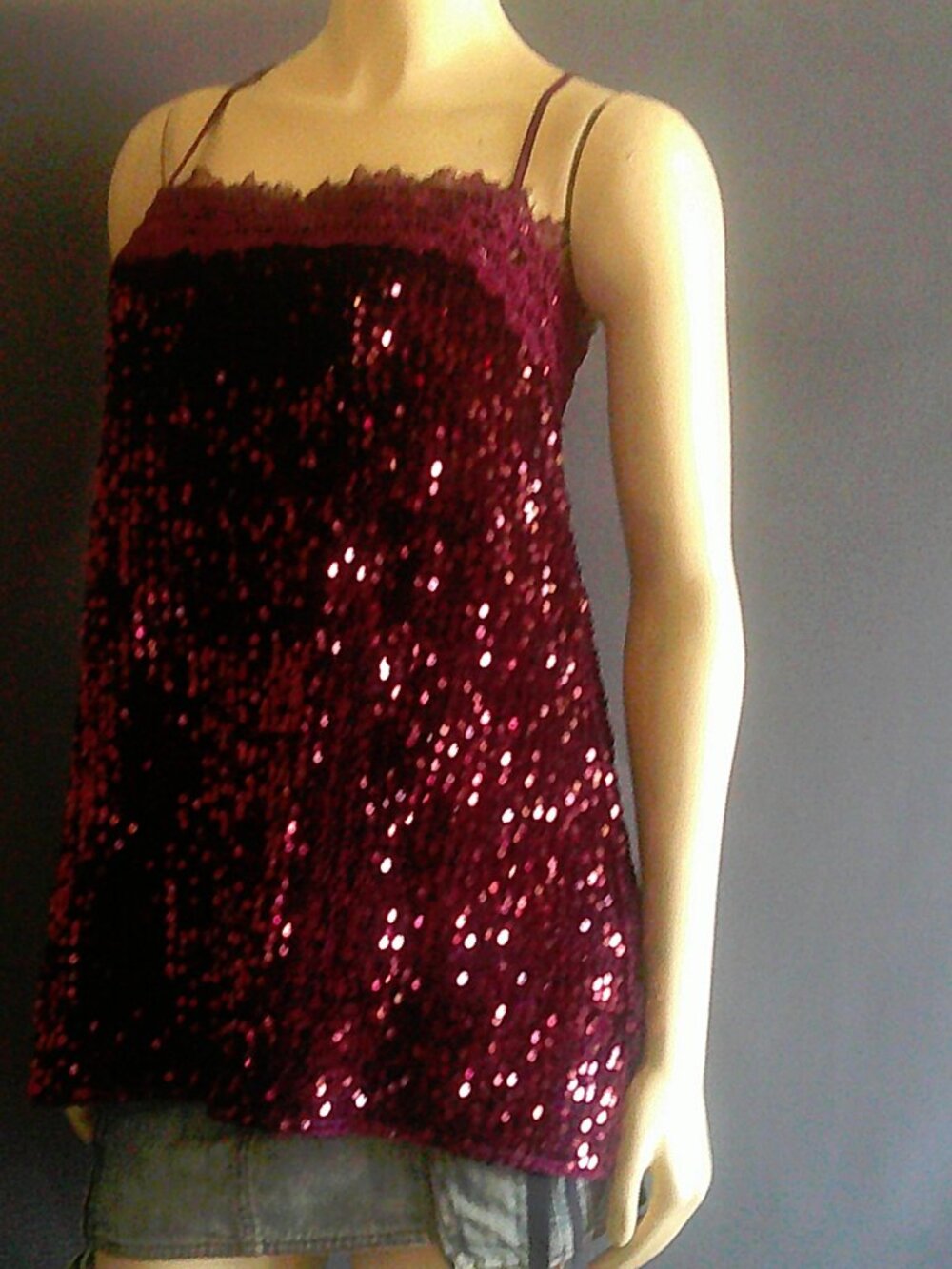 Free People Intimately Free NWT Fig Jam Burgundy Sequin That Girl Mini Dress Sm - Picture 5 of 13